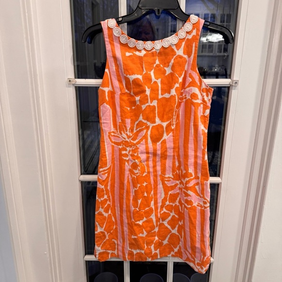 Lilly Pulitzer Dress Womens Dres Size 2 Orange/white Sheath Sleeveless Lined - Picture 3 of 15
